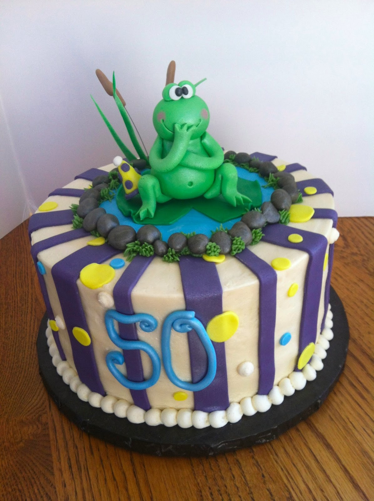 Frog Birthday Cake
 A Little Something Sweet Frog 50th Birthday Cake