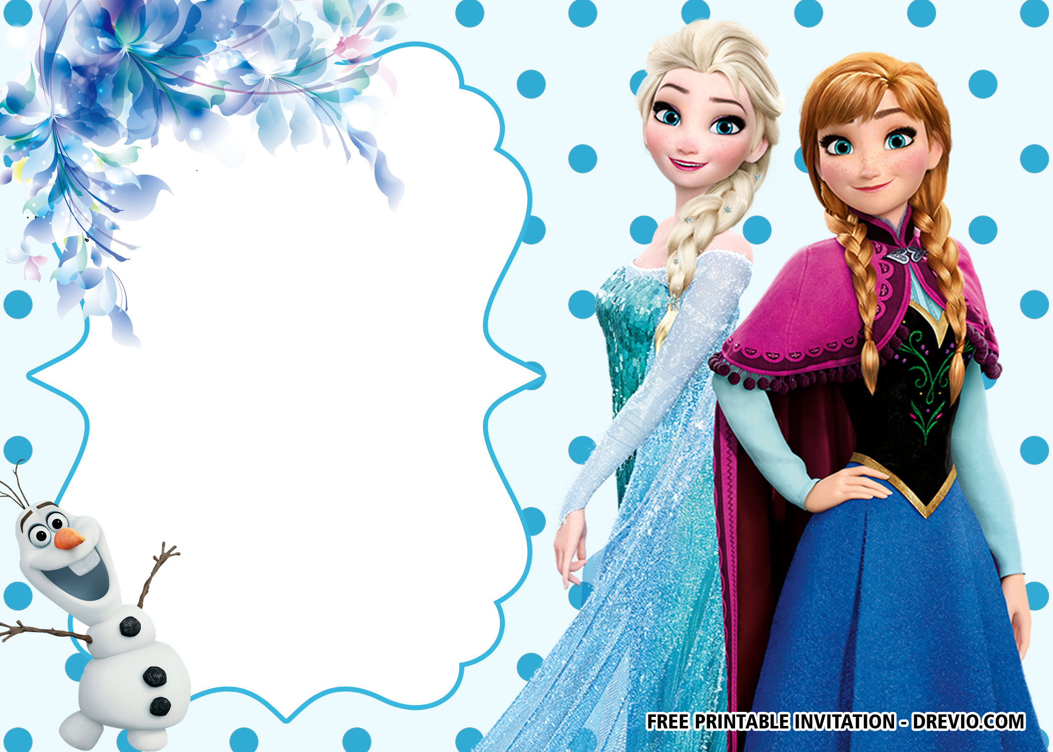 Frozen Birthday Invitations
 FREE Printable Frozen Anna and Elsa Invitation Templates