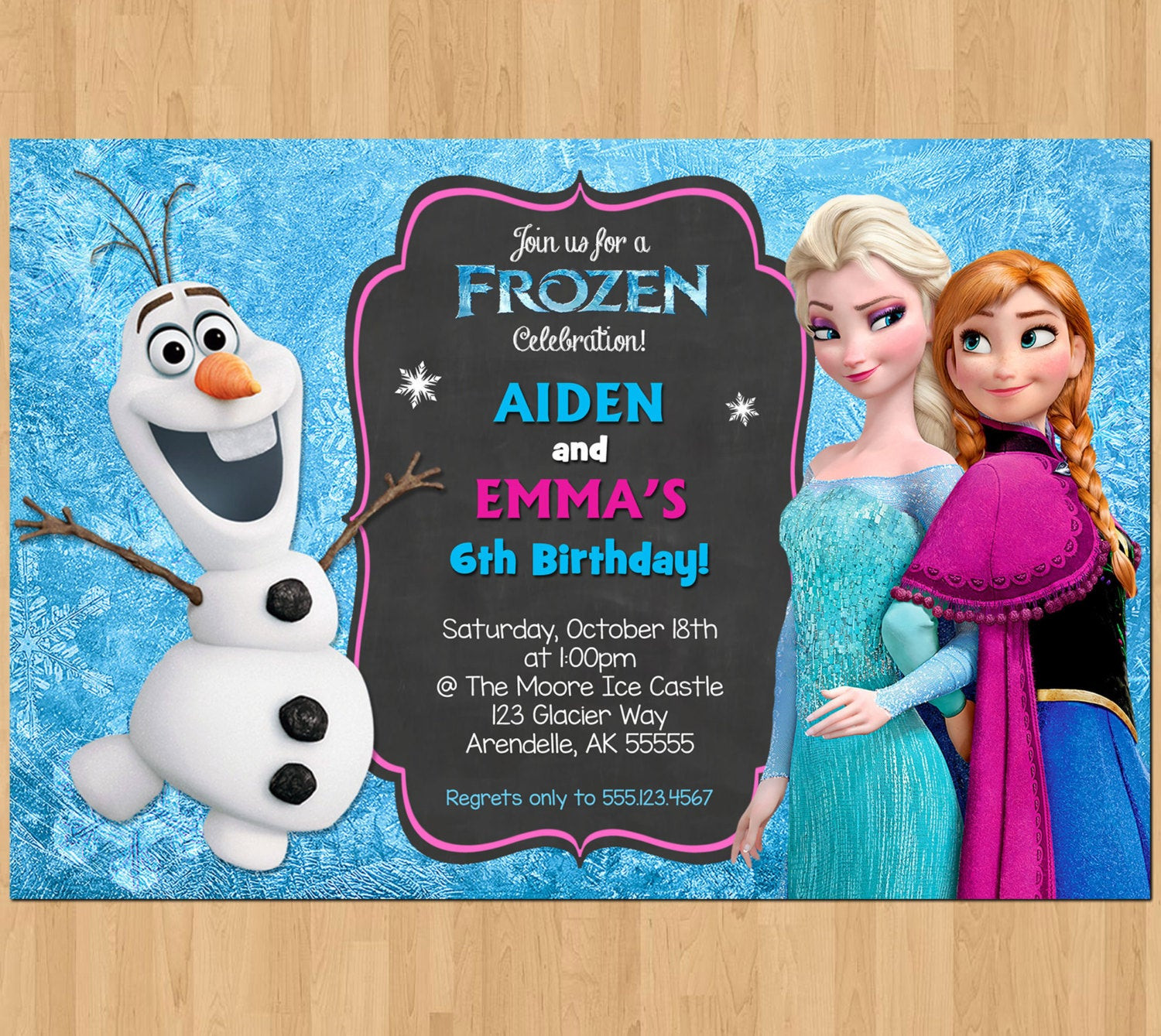 Frozen Birthday Invitations
 Sibling Birthday Invitation Frozen Invitation Olaf Elsa Anna
