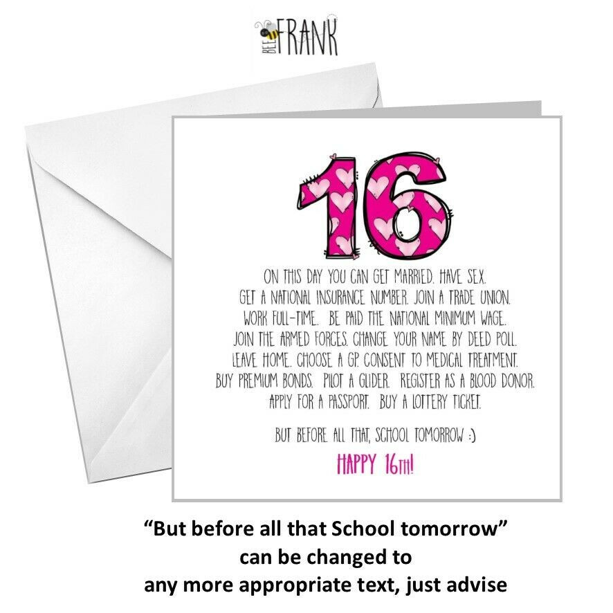 Funny 16th Birthday Cards
 Funny alternative banter 16th BIRTHDAY card son daughter