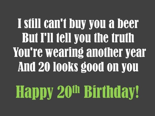 Funny 20th Birthday Quotes
 20th Birthday Wishes to Write in a Card