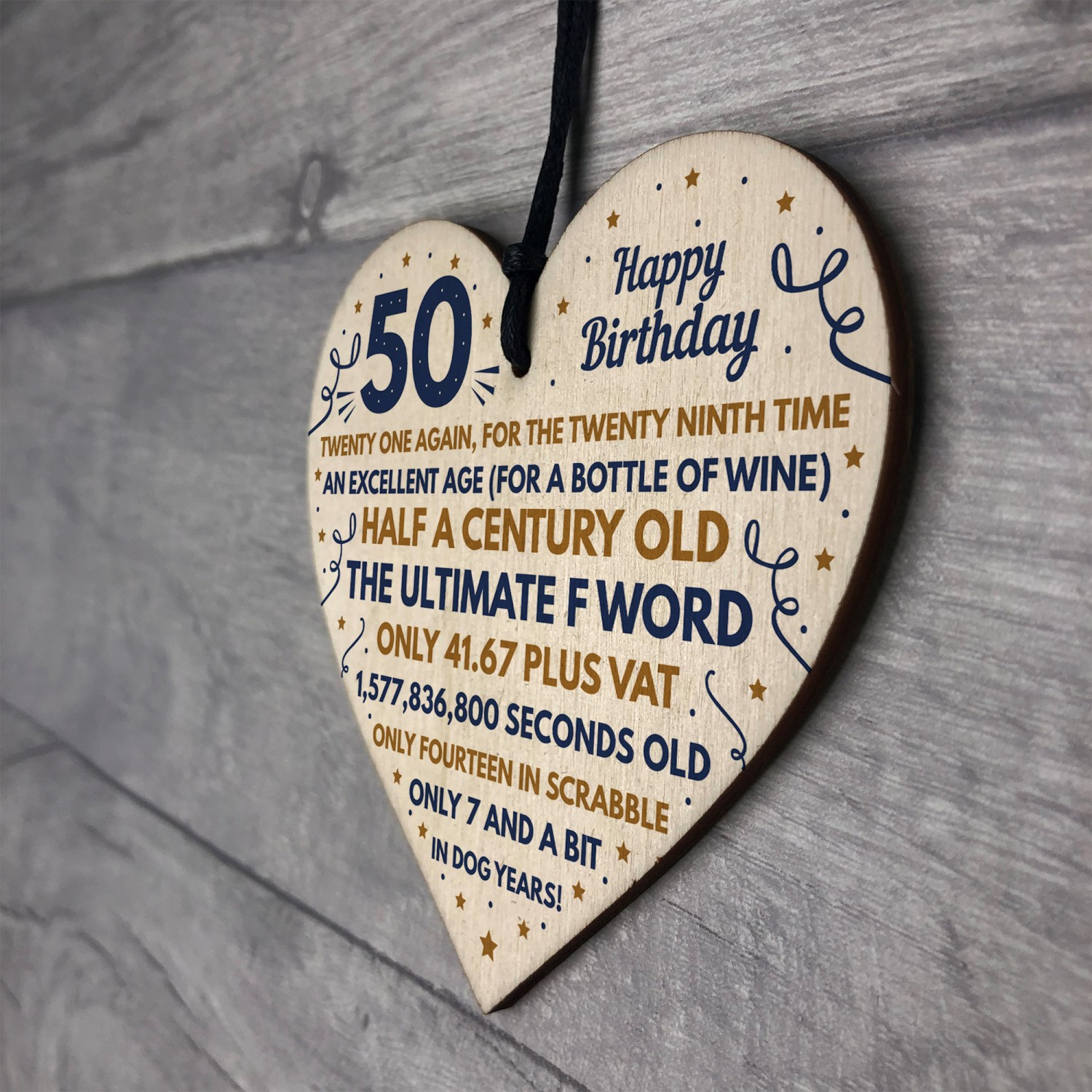 Funny 50th Birthday Gifts For Men
 Funny 50th Birthday Gifts For Men Women Wooden Heart