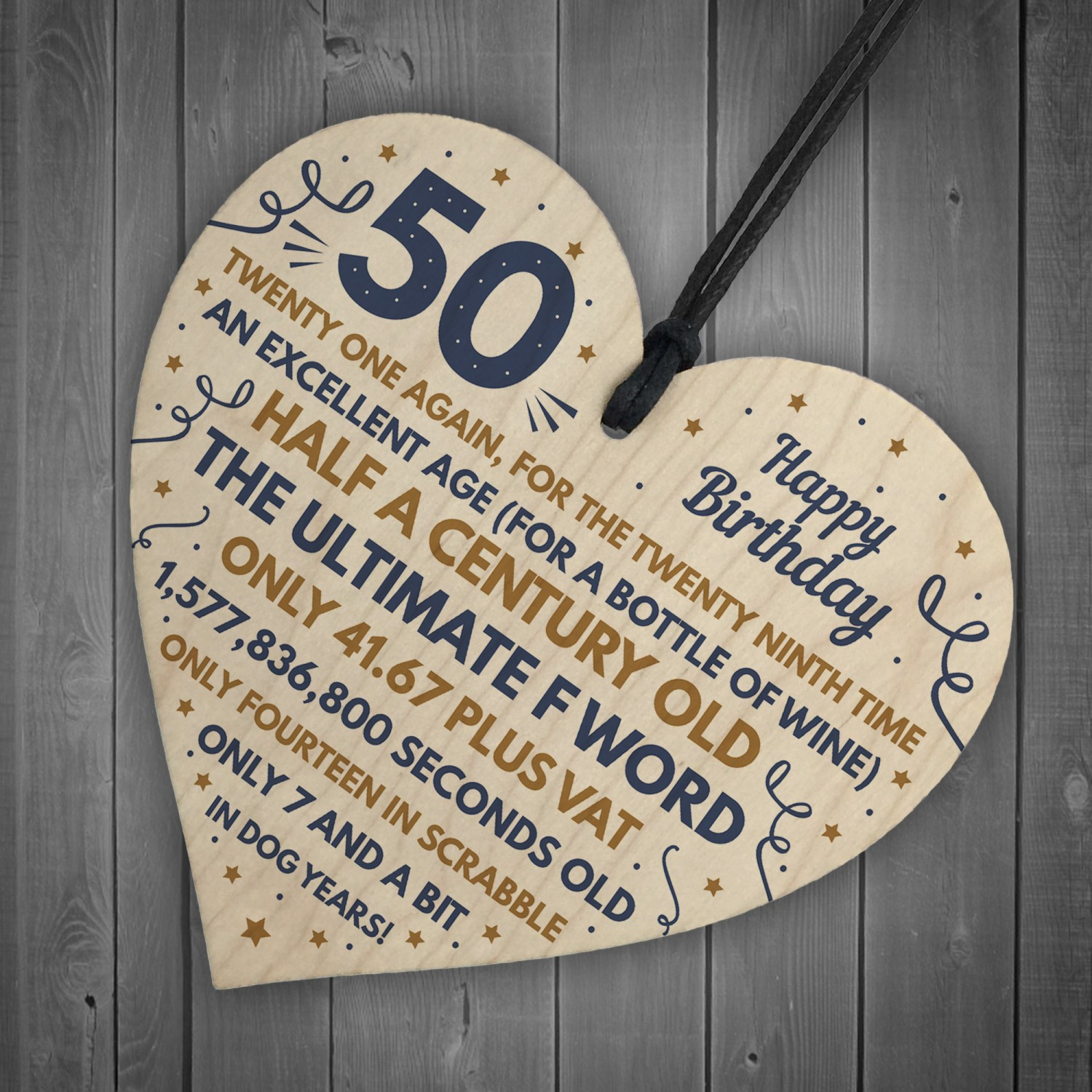 Funny 50th Birthday Gifts
 Funny 50th Birthday Gifts For Men Women Wooden Heart