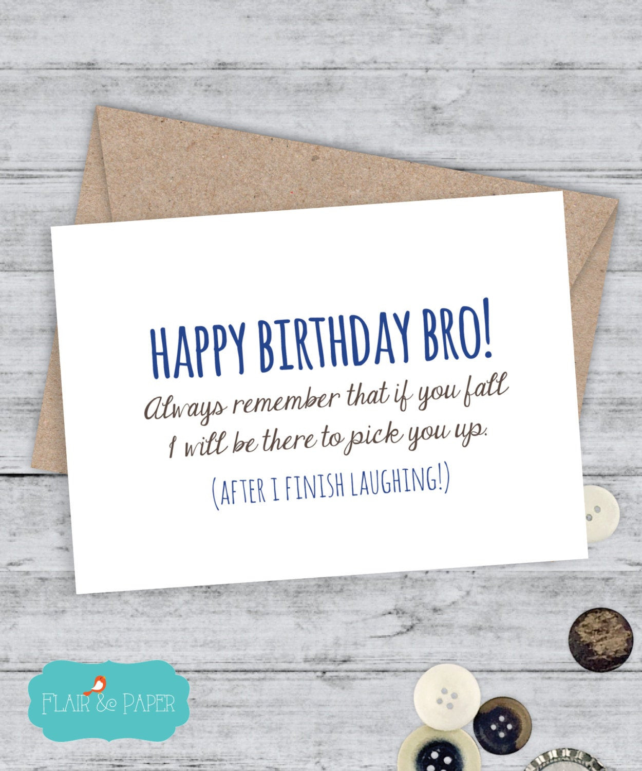 Funny Birthday Cards For Brother
 Brother Birthday Card Funny Brother Card by FlairandPaper