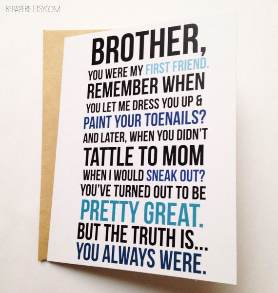 Funny Birthday Cards For Brother
 Brother Card Brother Birthday Card Funny Card Card for