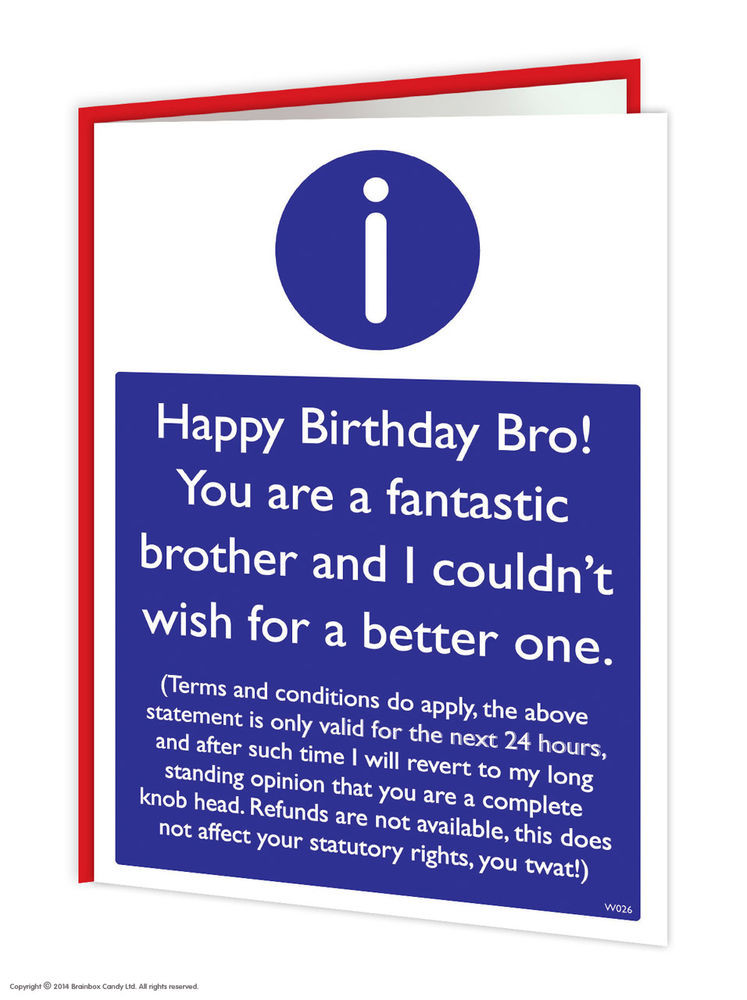 Funny Birthday Cards For Brother
 Brainbox Candy Brother Bro Birthday Greeting Cards funny