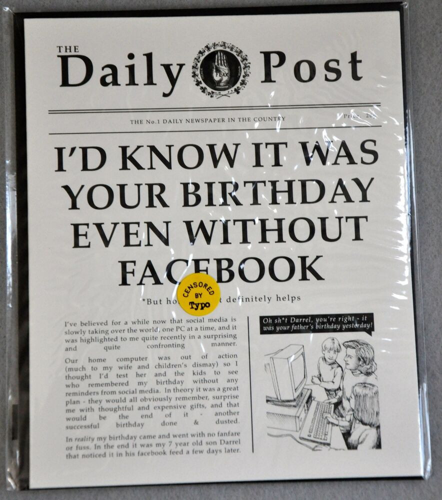 Funny Birthday Cards For Facebook
 Birthday Greeting Card Friend Funny Newspaper