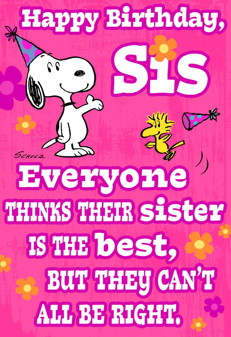 Funny Birthday Cards For Sisters
 Peanuts Snoopy and Woodstock Best Sister Funny Birthday
