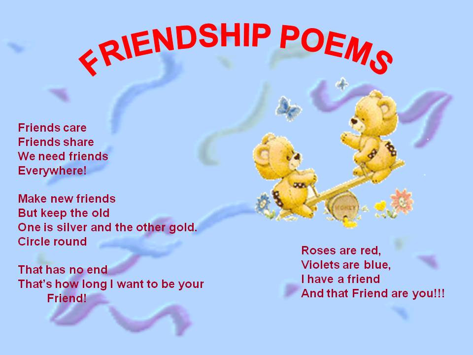 Funny Birthday Poems For Friends
 Cute friendship Poems