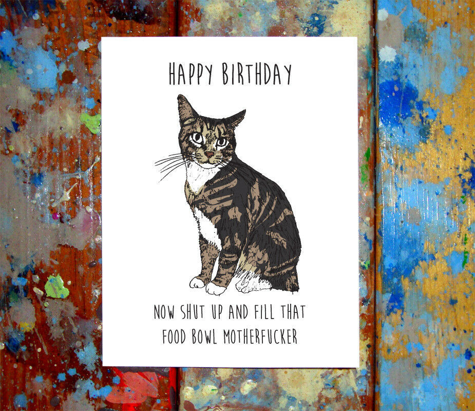 Funny Cat Birthday Card
 Funny Cat Happy Birthday Greeting Card Cats Cute Kitty