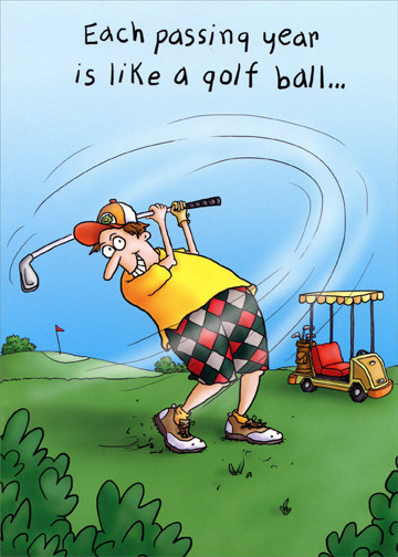 Funny Golf Birthday Cards
 Man Golfing Funny Masculine Birthday Card by Oatmeal Studios