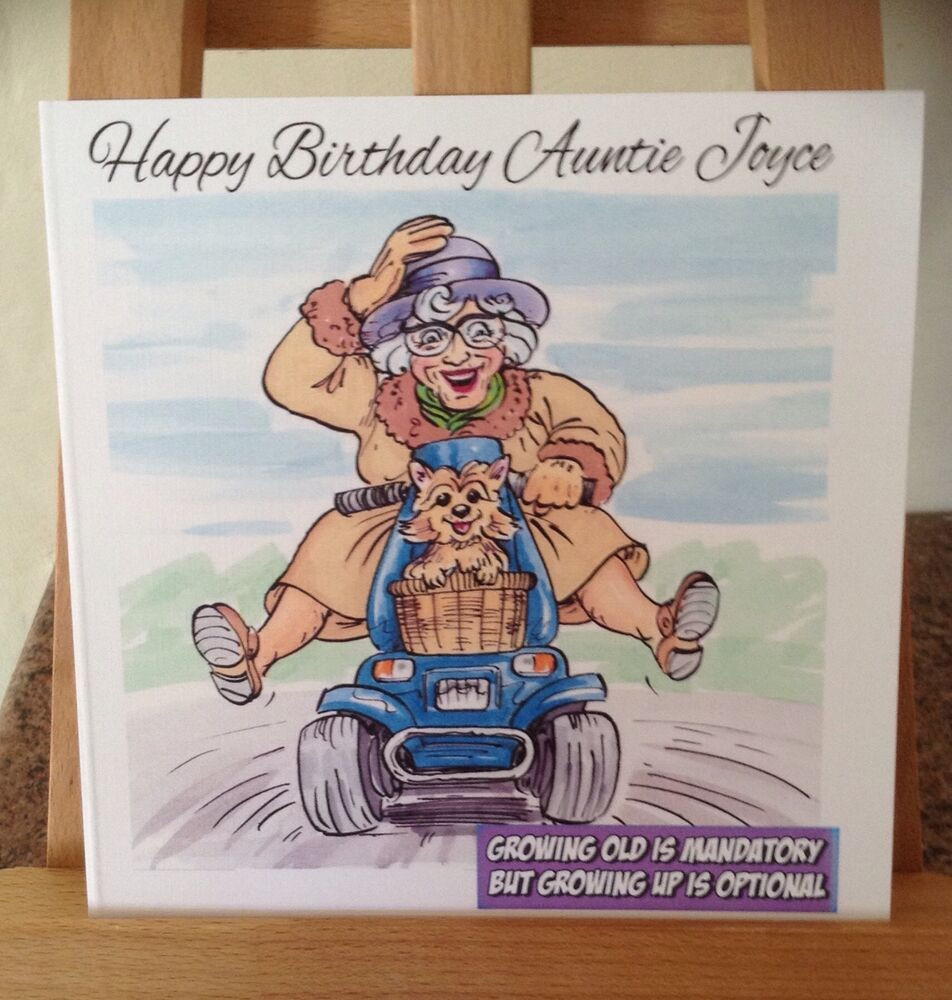 Funny Old Lady Birthday Cards
 Handmade Personalised Funny Witty Old Lady Mobility