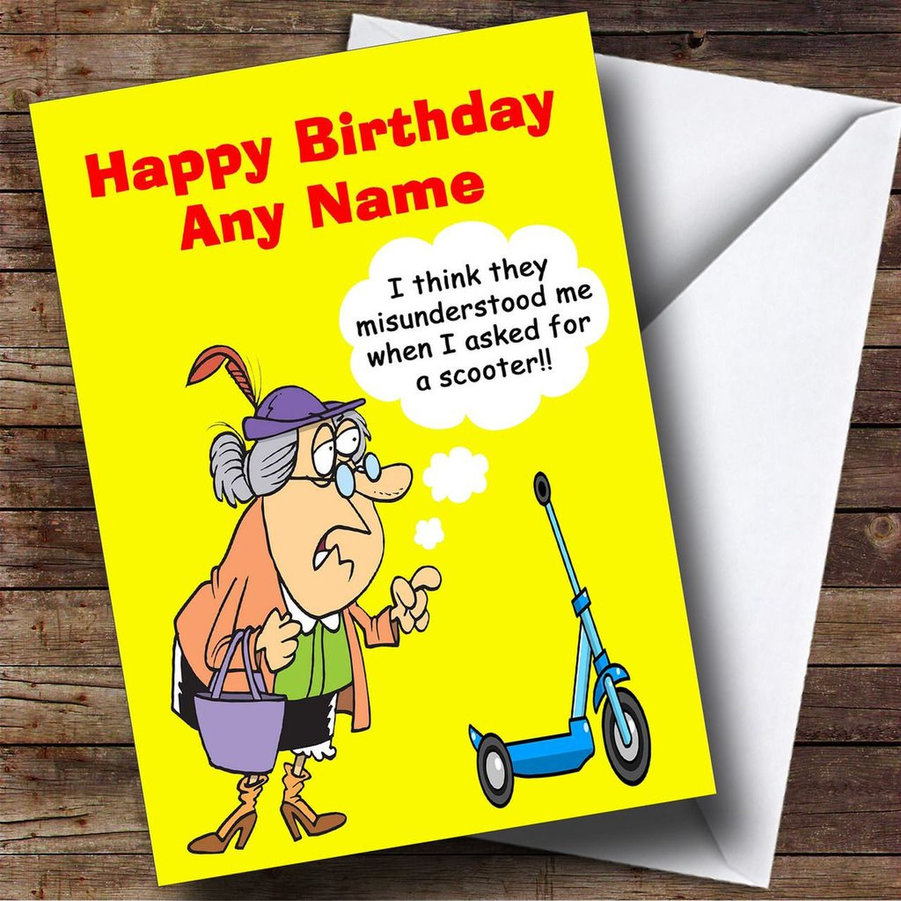 Funny Old Lady Birthday Cards
 Funny Old Lady Scooter Personalised Birthday Card The