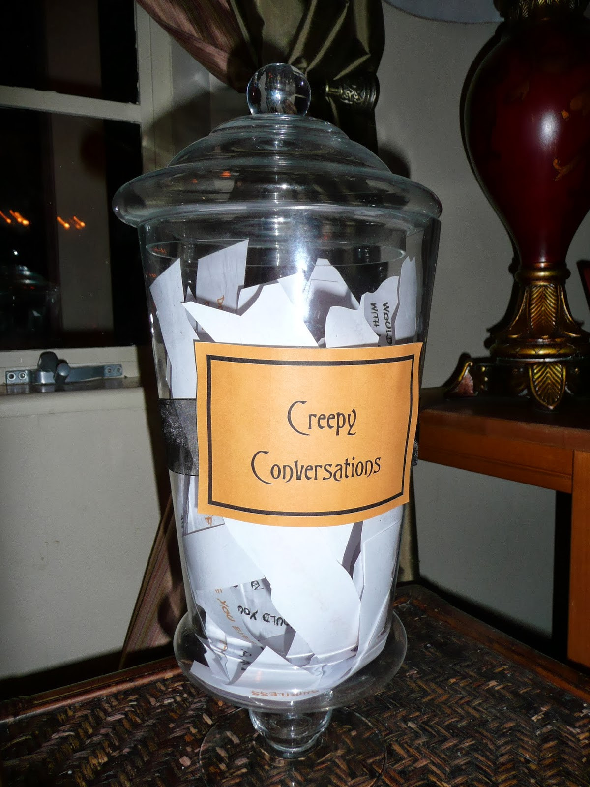 Game Ideas For Halloween Party For Adults
 A Silly Whim "Creepy Conversations" Halloween Game
