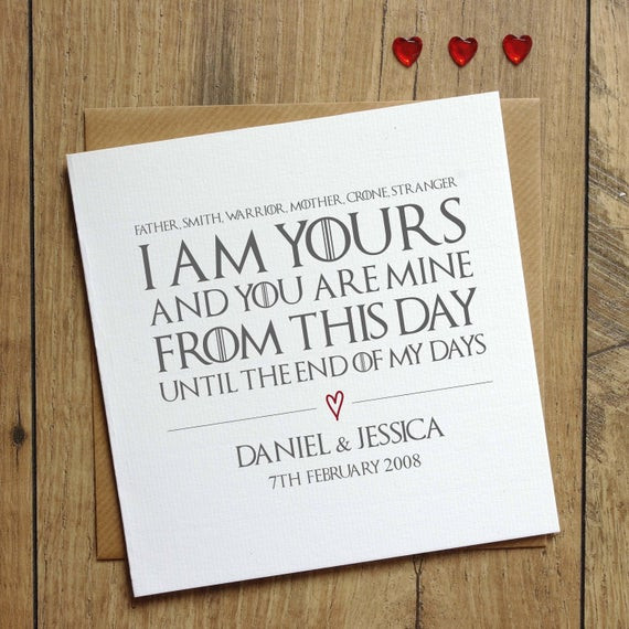 Game Of Thrones Wedding Vows
 Game of Thrones Wedding Vows Card 1st Anniversary Card