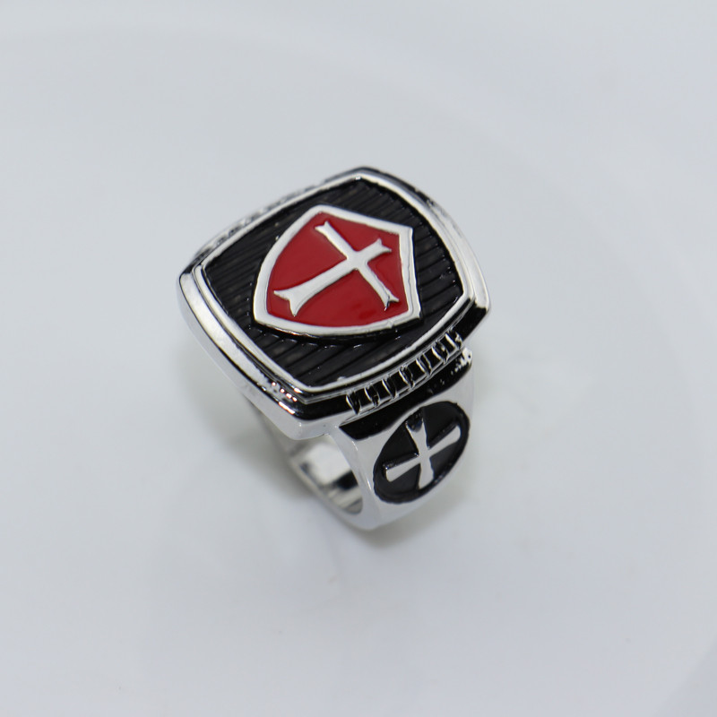 Gamer Wedding Rings
 Red Enamel Silver Plated Ring Gamer Knights Templar