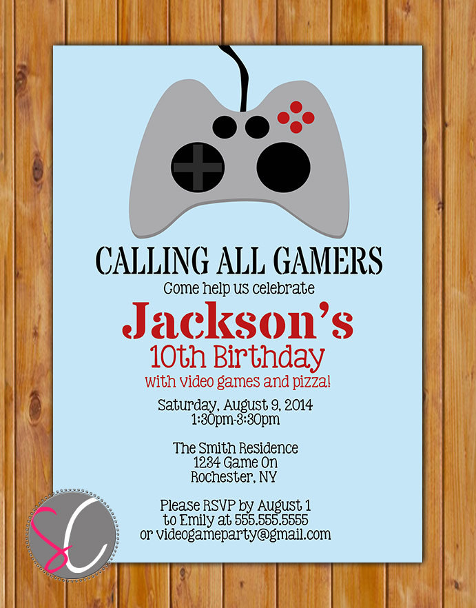 Games For Boys Birthday Party
 Video Game Birthday Party Invite Boy Teen Birthday by