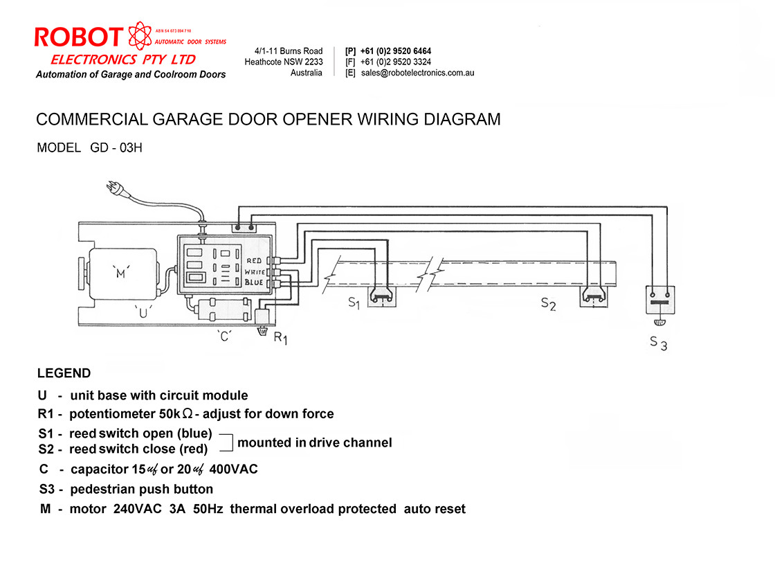Garage Door Opener Wire
 mercial Garage Door Opener Model GD 03H Robot Electronics