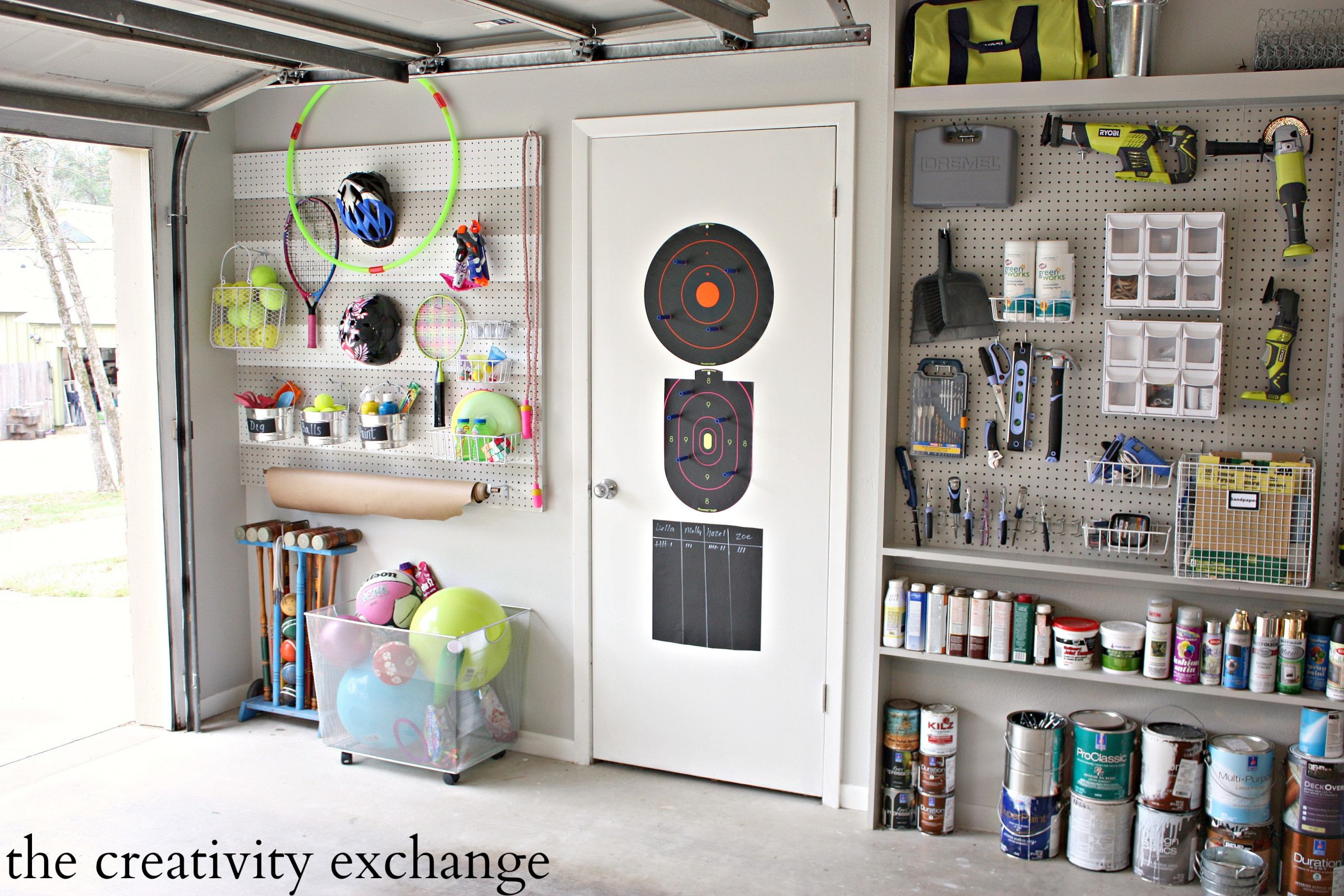 Garage Pegboard Organization
 DIY Garage Pegboard Storage for Outdoor Toys