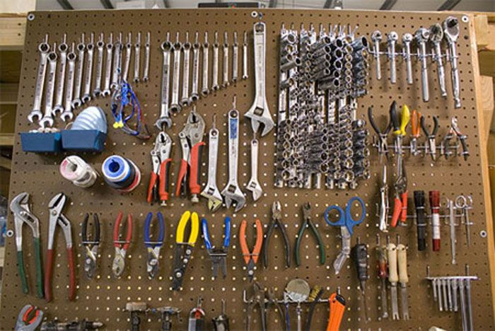 Garage Pegboard Organization
 Garage pegboard hooks organizing