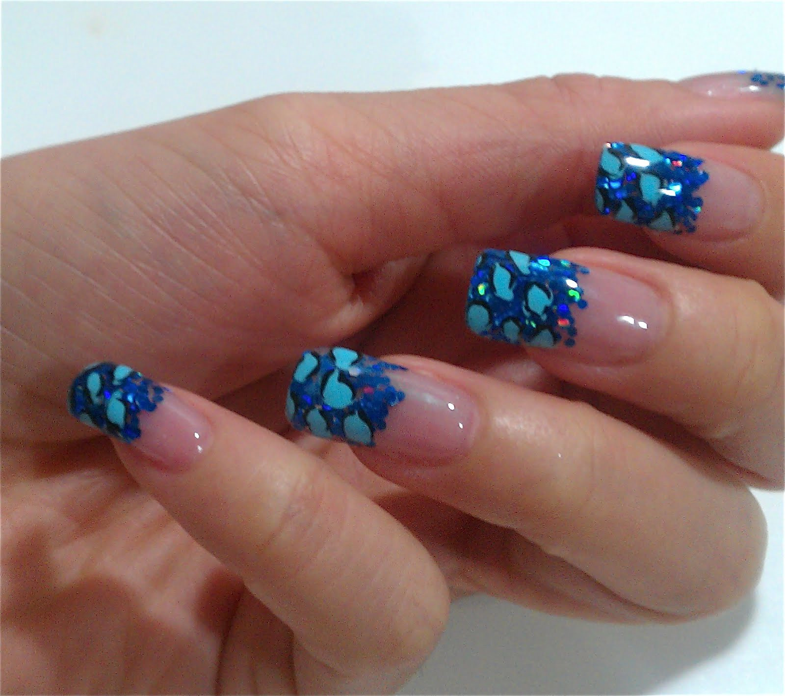 Gel Glitter Nails
 The Clover Beauty Inn NOTD Blue Glitter Leopard Print