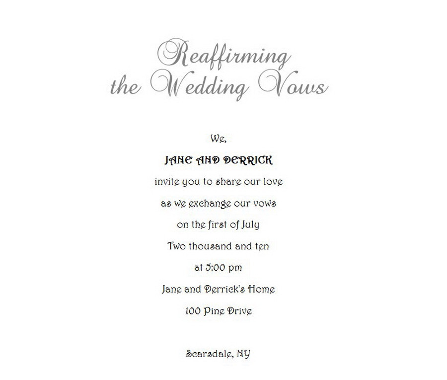 Generic Wedding Vows
 Reaffirming Vows 3 Wording