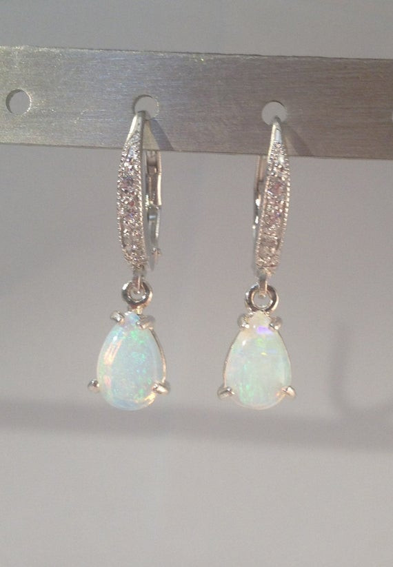Genuine Opal Earrings
 Genuine Australian Opal Earrings Rhodium Sterling Silver