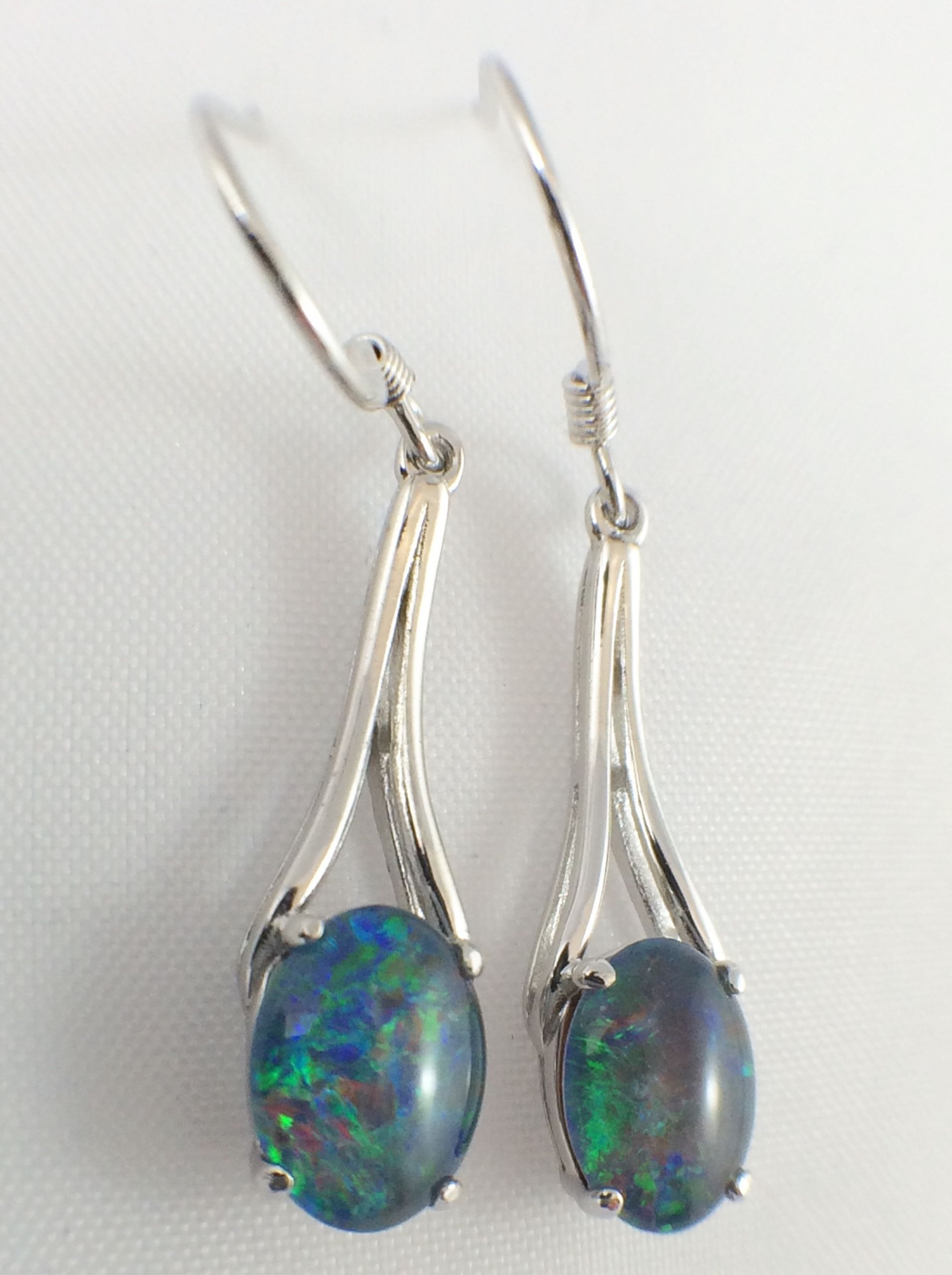 Genuine Opal Earrings
 Genuine Australian Lightning Ridge Triplet Opal Drop
