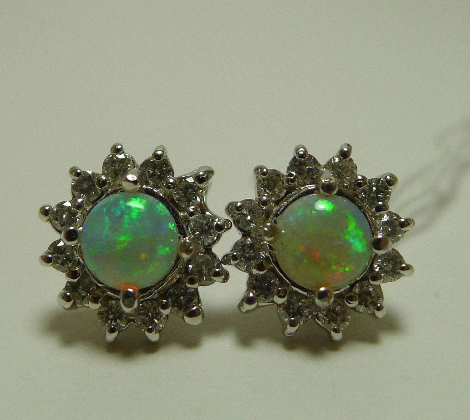 Genuine Opal Earrings
 Sunset Studs Genuine Opal Earrings Set in by JingJingGemStone