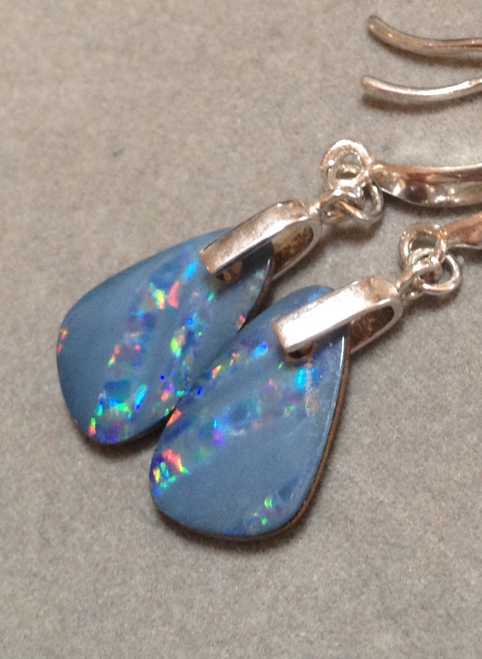 Genuine Opal Earrings
 Australian Opal Doublet Earrings Genuine Opal Silver