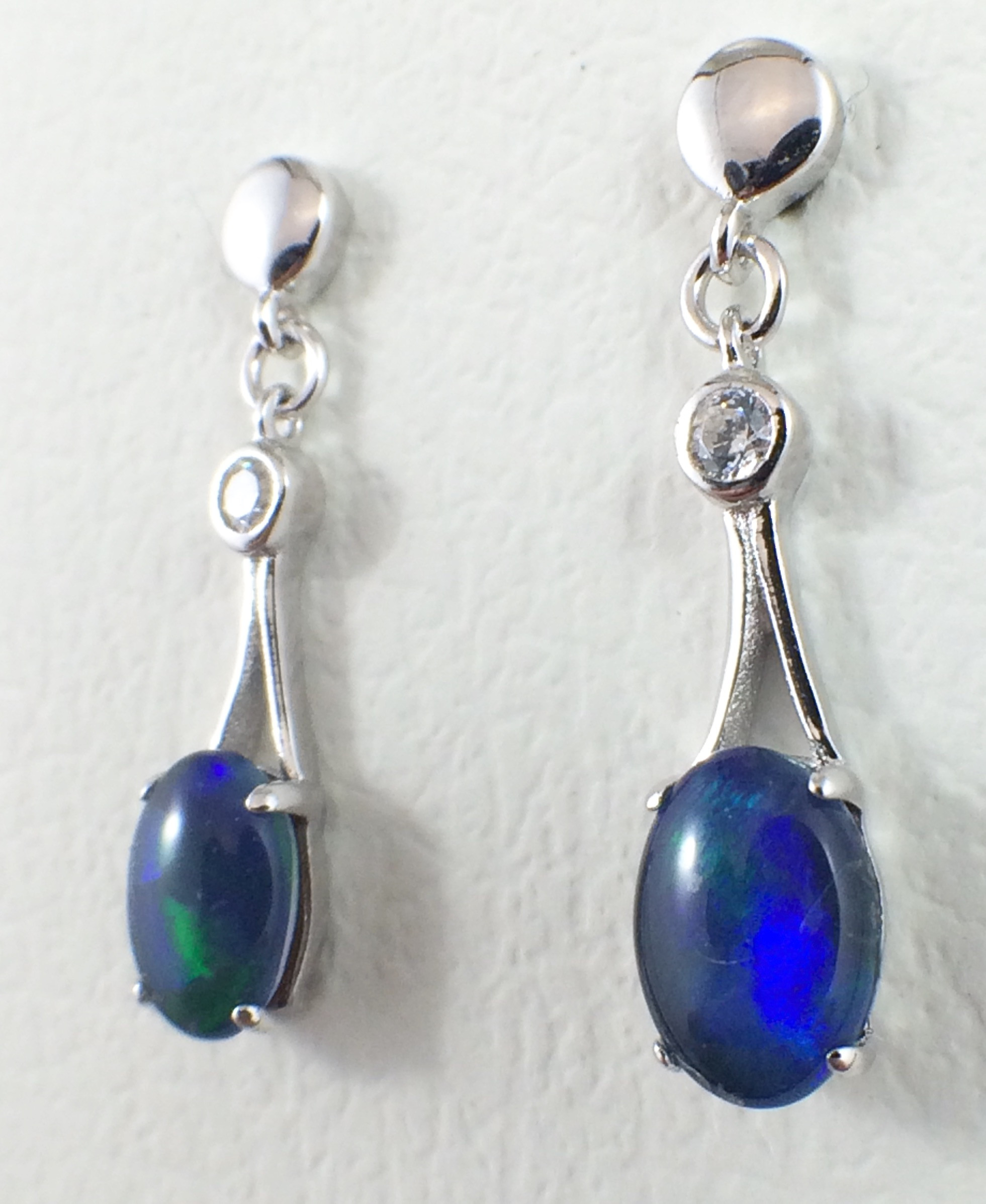 Genuine Opal Earrings
 Genuine Australian Triplet Opal Stud Earrings w Cubic