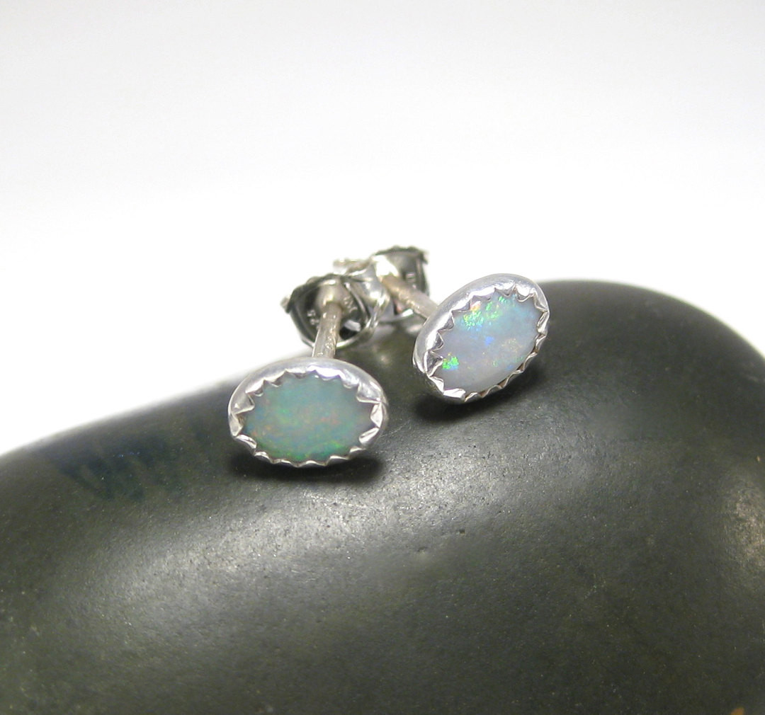 Genuine Opal Earrings
 Australian Opal Stud Earrings Genuine Opal Earrings