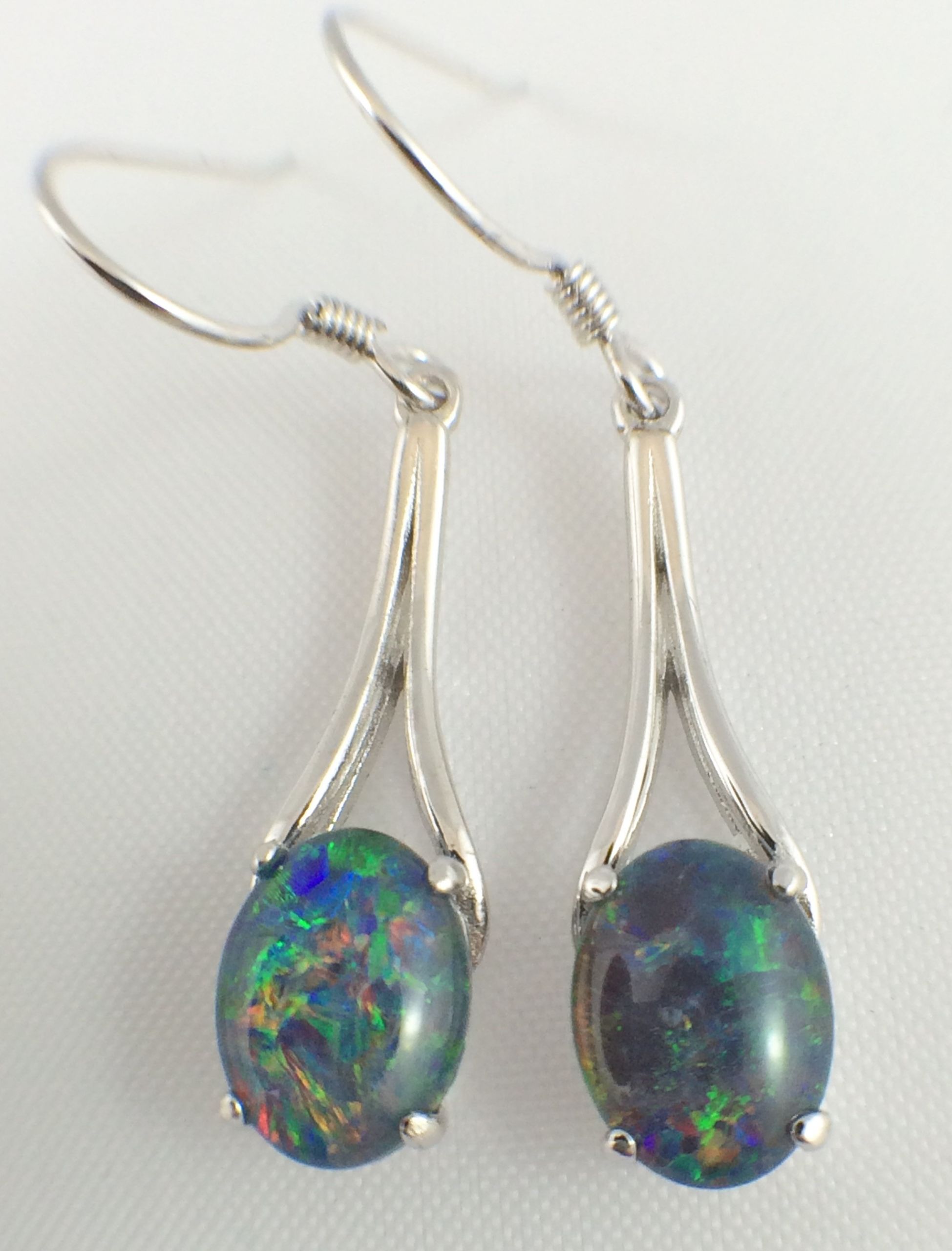 Genuine Opal Earrings
 Genuine Australian Lightning Ridge Triplet Opal Drop