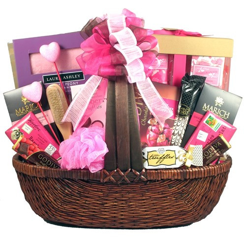 Gift Baskets Ideas For Women
 Pretty In Pink Valentine Gift Basket For Her