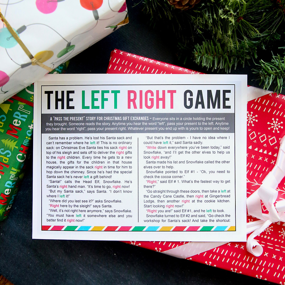 Gift Exchange Games For Kids
 the Christmas left right game w printable story It s