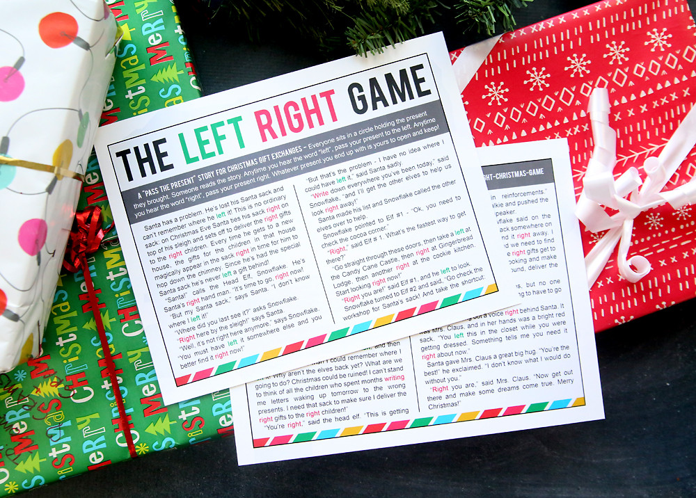 Gift Exchange Games For Kids
 the Christmas left right game w printable story It s