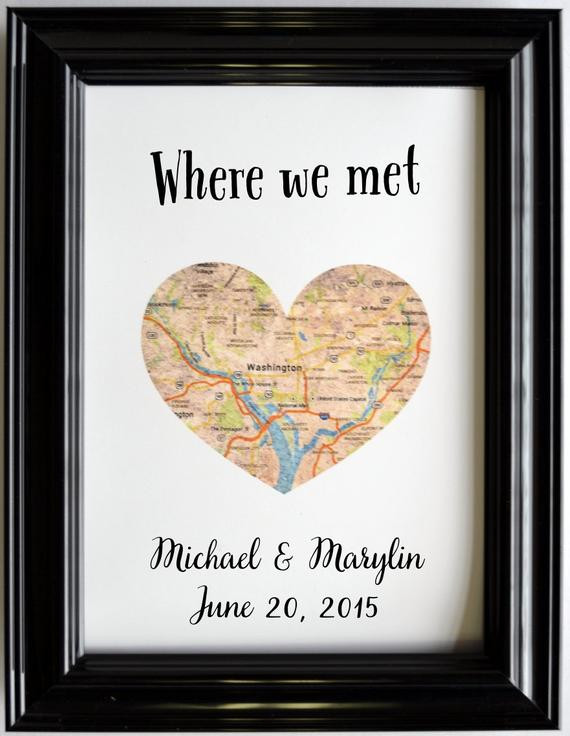 Gift Ideas For Anniversary Couple
 Custom Wedding Anniversary Gift For Couples Personalized Map