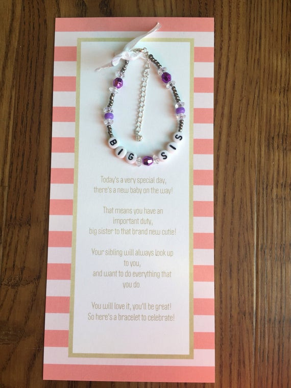 Gift Ideas For Big Sister When Baby Is Born
 Big sister bracelet big sister t big sister card new baby