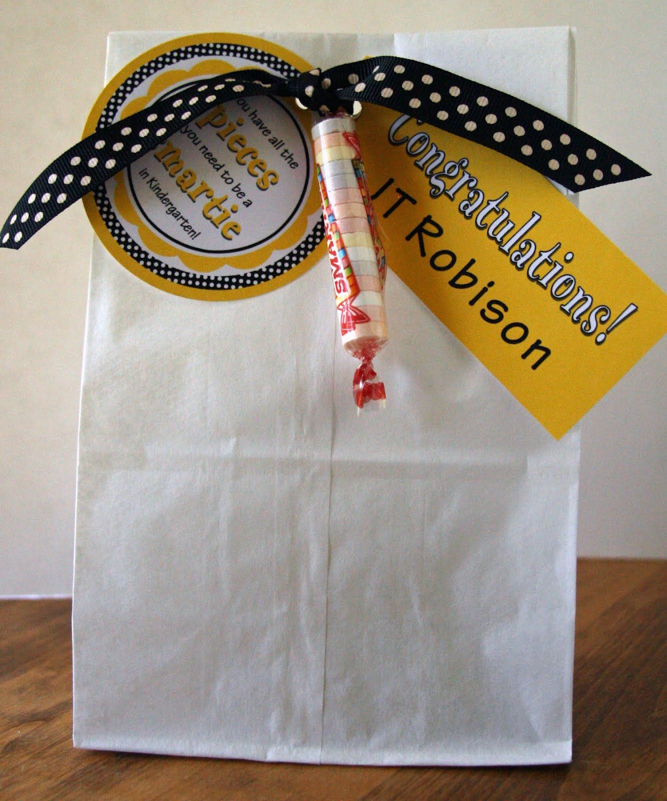 Gift Ideas For Kindergarten Graduation
 Fun graduation t bag idea for little graduates