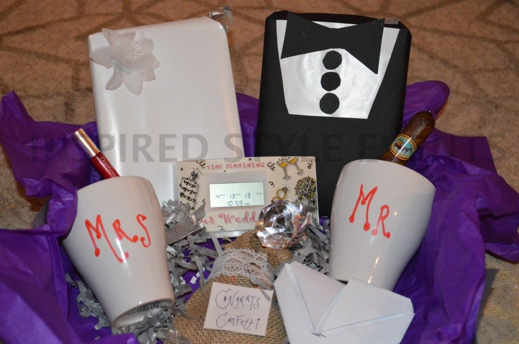 Gift Ideas For Newly Engaged Couples
 Gift basket engagement t Such a great idea for a newly
