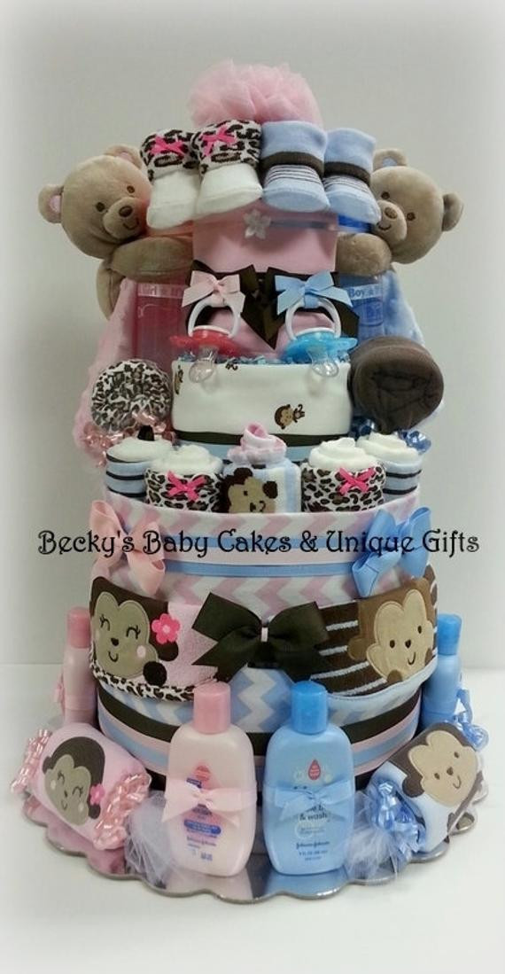 Gift Ideas For Twin Boys
 Items similar to Twin Diaper Cake Boy & Girl Twin Baby