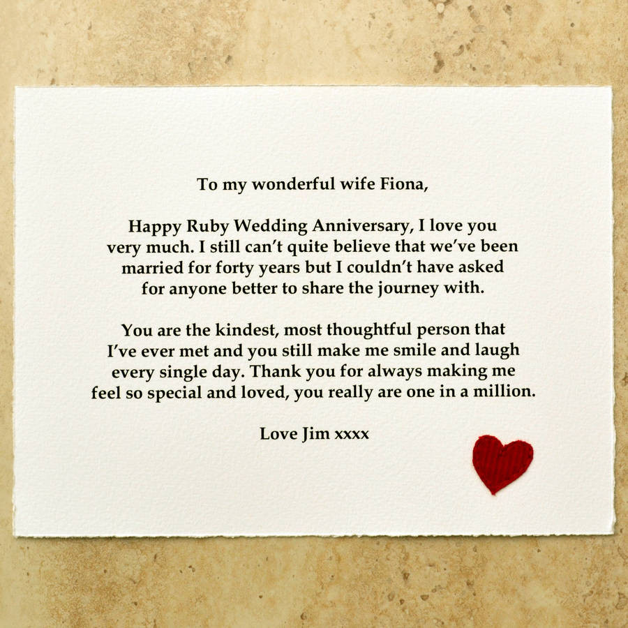 Gift Message For Wedding
 ruby wedding anniversary t by jenny arnott cards