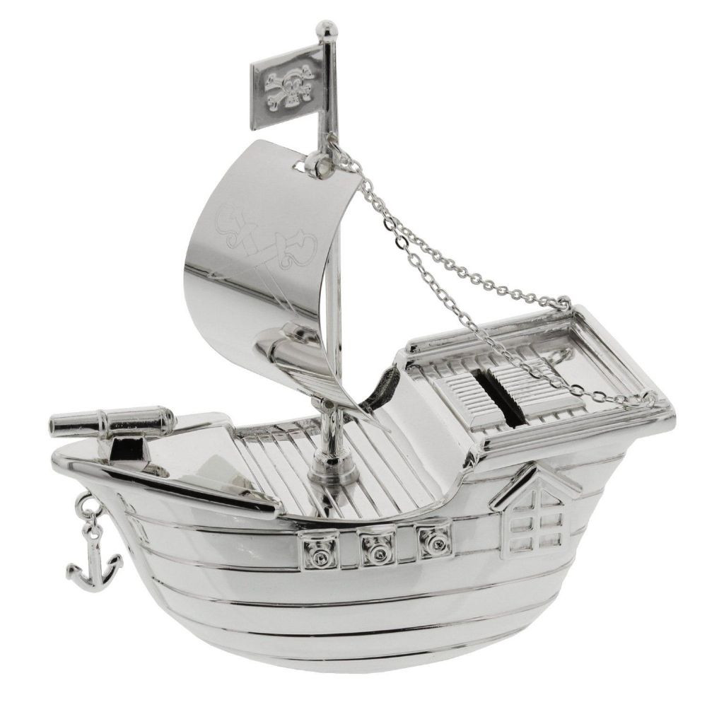 Gifts For Baby Boy Christening
 Baby Silver Plated Pirate Ship Money Box Baby Boy