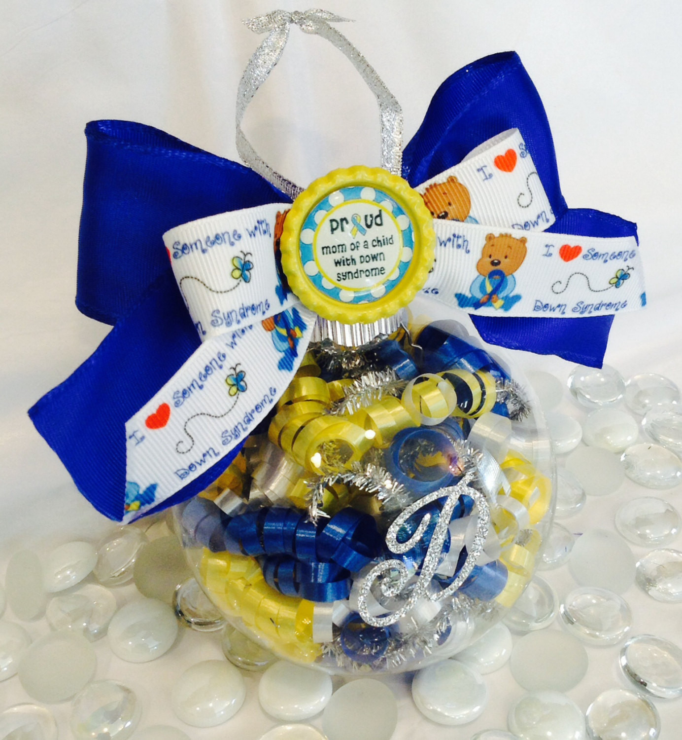 Gifts For Down Syndrome Child
 Down Syndrome Awareness Glass Ornament Gift Yellow and Blue