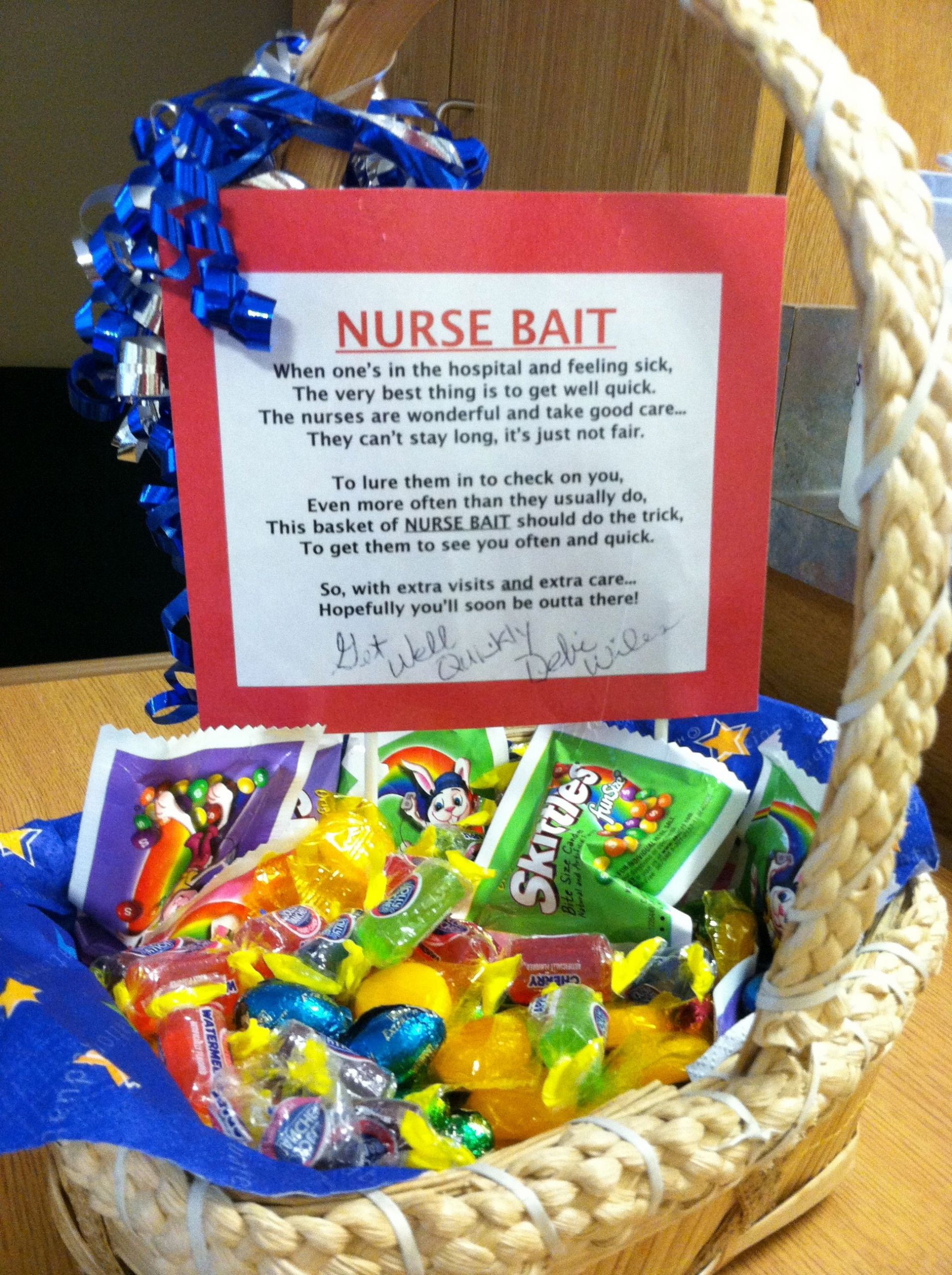 Gifts For Hospitalized Children
 Nurse Bait to bring to sick in hospital so the nurses