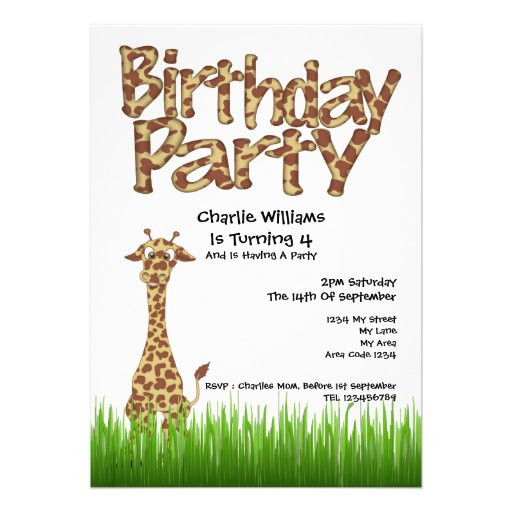 Giraffe Birthday Invitations
 Giraffe Birthday Party Invitation