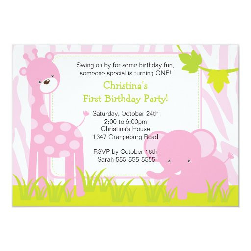 Giraffe Birthday Invitations
 Jungle Safari Giraffe Birthday Party Invitation