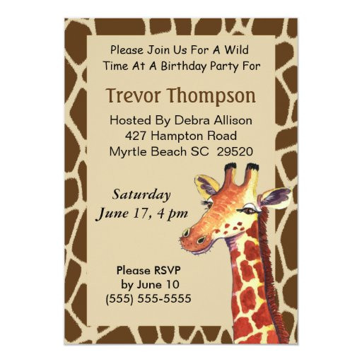 Giraffe Birthday Invitations
 Giraffe Birthday Invitation