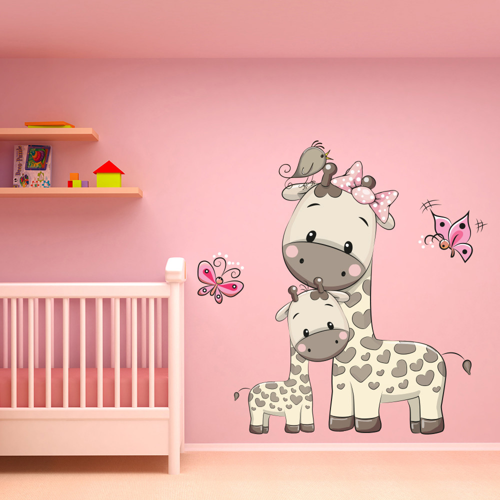 Giraffe Decorations For Baby Room
 Giraffe Wall Sticker Cartoon Animal Butterfly Wall Decal
