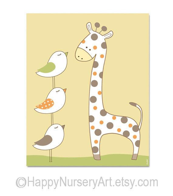 Giraffe Decorations For Baby Room
 Nursery giraffe art baby room decor animals by HappyNurseryArt